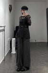SWAYING/KNIT mohair hollow floral pullover (with suspenders) SW23AW1T51 dark gray PS64